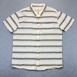 The Normal Brand Striped Button Up Shirt Men’s Large White Blue Yellow